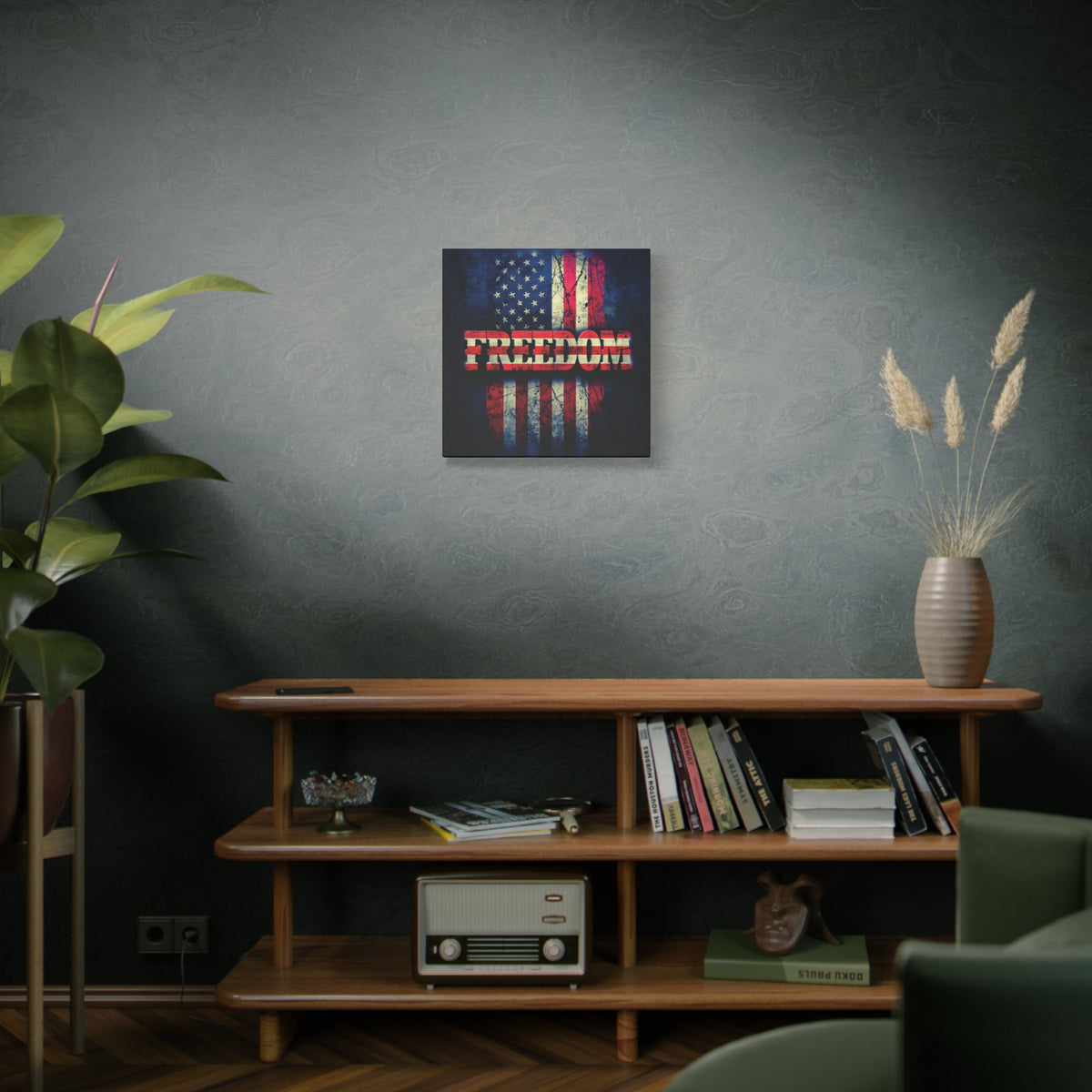 Freedom Canvas Wall Art - Patriotic Vintage American Flag - Gallery Wrapped - Red White Blue - 35 Sizes Available