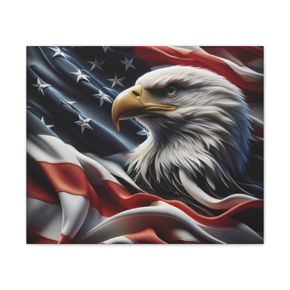 Patriotic Eagle Canvas Wall Art - American Flag Background - USA Decor