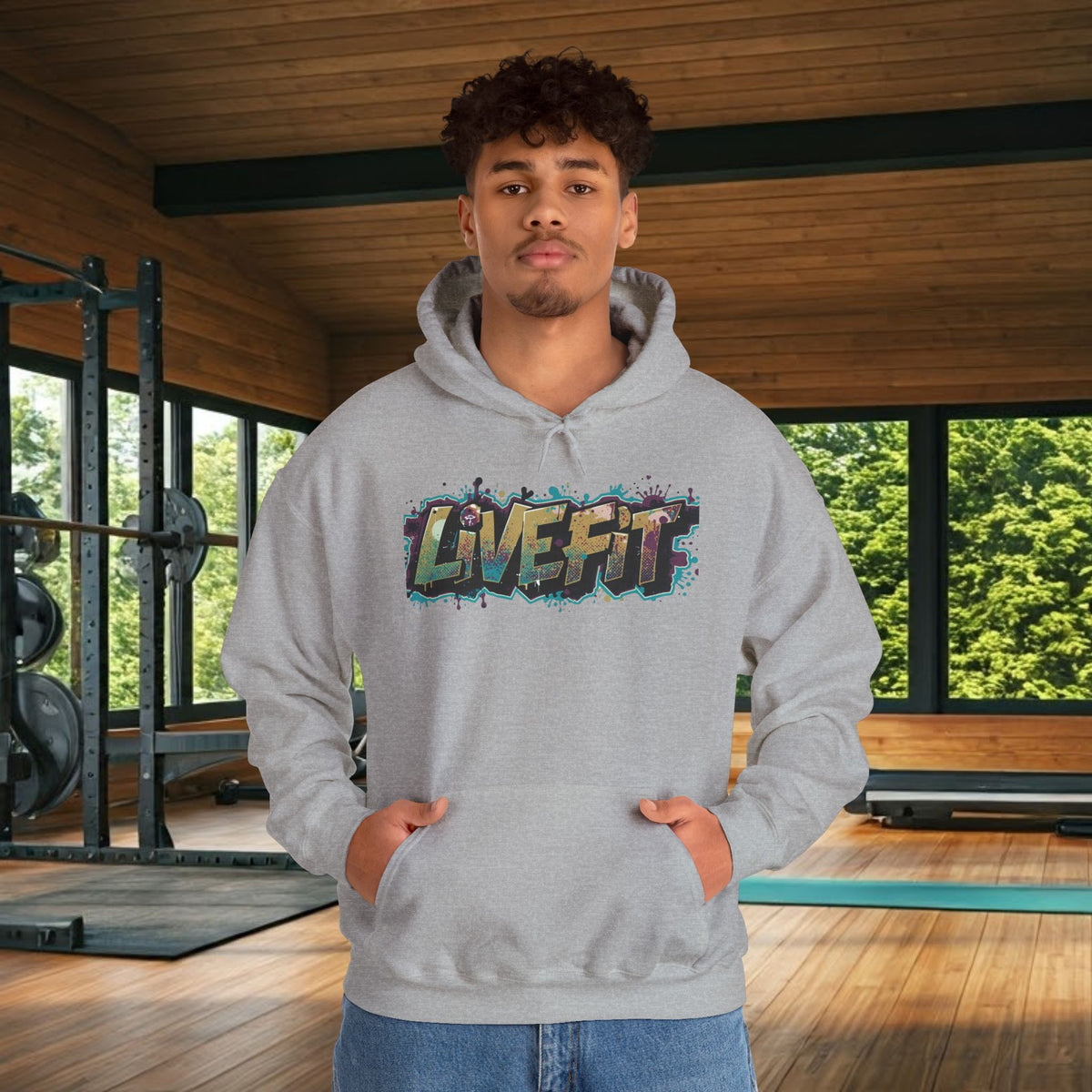 LIVE FIT Hoodie - Unisex Heavy Blend Sweatshirt - Fitness Gym Wear - Workout Apparel - S-5XL