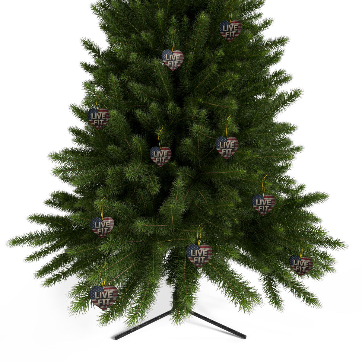 Stunning Patriotic Ceramic Ornaments - Live Fit - Vintage American Flag Backdrop - Decorative Holiday Decor (Various Packs 1-10) - Same Design Both Sides - Fitness