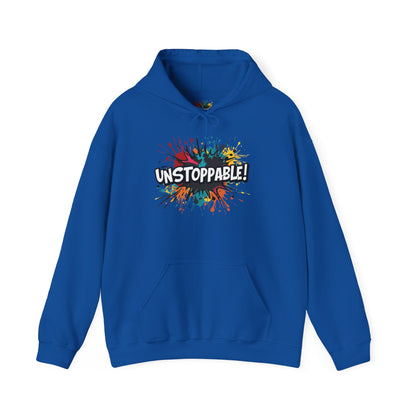 Unstoppable! Paint Splash Hoodie - Motivational Graphic Sweatshirt - Unisex Pullover - S-5XL
