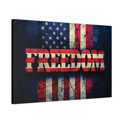 Freedom Canvas Wall Art - Patriotic Vintage American Flag - Gallery Wrapped - Red White Blue - 35 Sizes Available