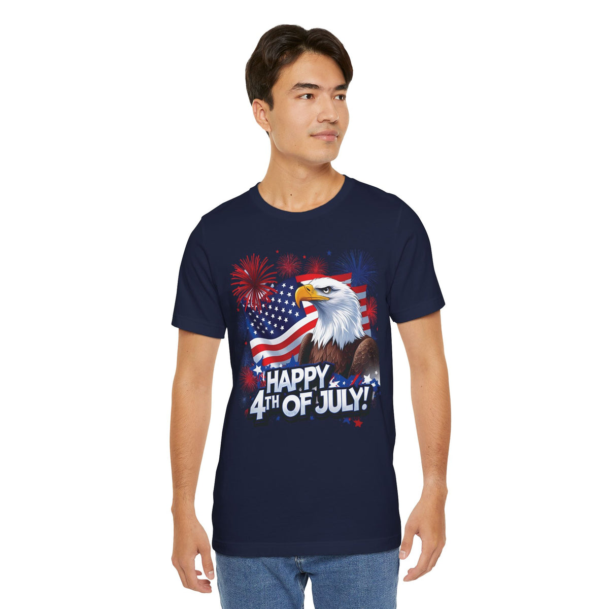 Happy 4th of July Graphic T-Shirt - Patriotic Bald Eagle - American Flag Tee - XS-4XL