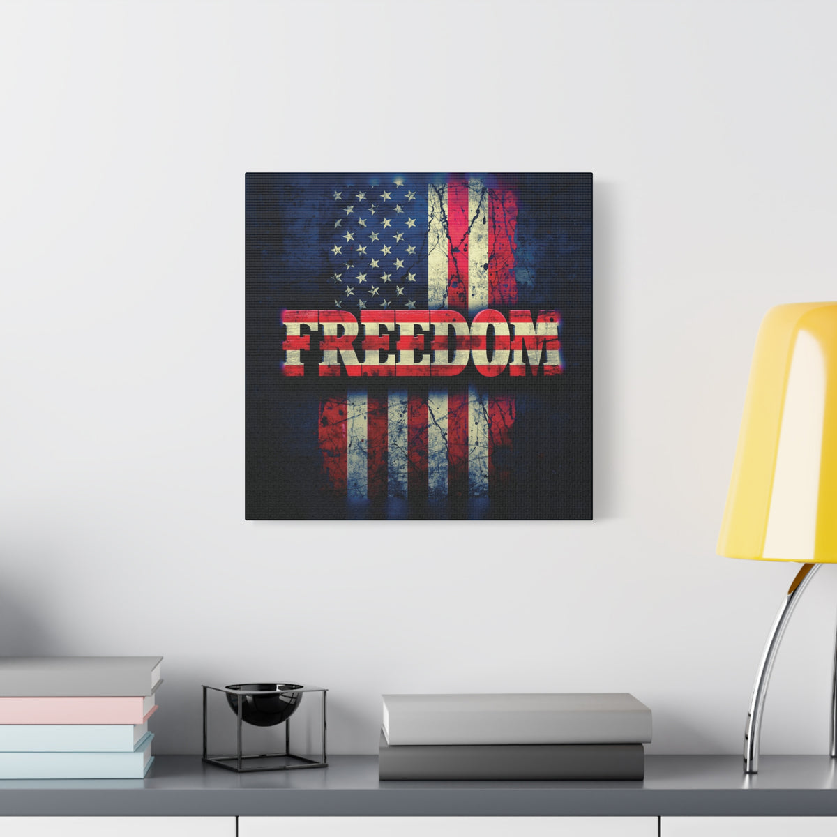 Freedom Canvas Wall Art - Patriotic Vintage American Flag - Gallery Wrapped - Red White Blue - 35 Sizes Available