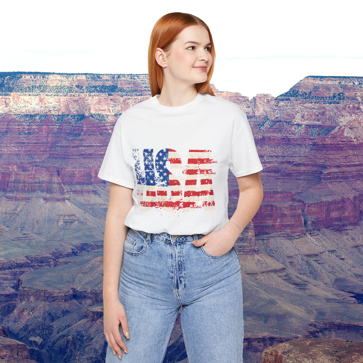 USA Red White Blue - American Flag T-Shirt - Patriotic Unisex Tee - S-3XL