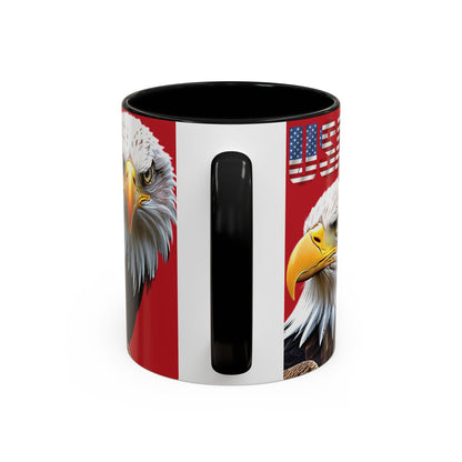 Patriotic Bald Eagle Accent Mug - Red White & Blue - 11oz/15oz - 4 Colors