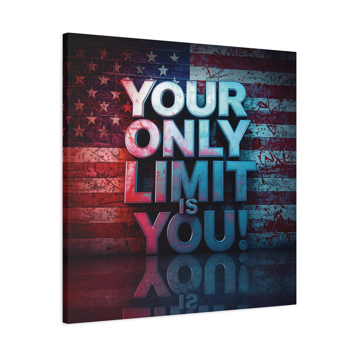 Your Only Limit Is You Canvas Wall Art - Motivational Vintage Flag Decor