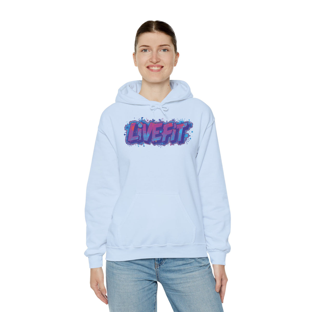 LIVE FIT Hoodie Sweatshirt - Motivational Fitness Pullover - Unisex Gym Hoodie - S-5XL