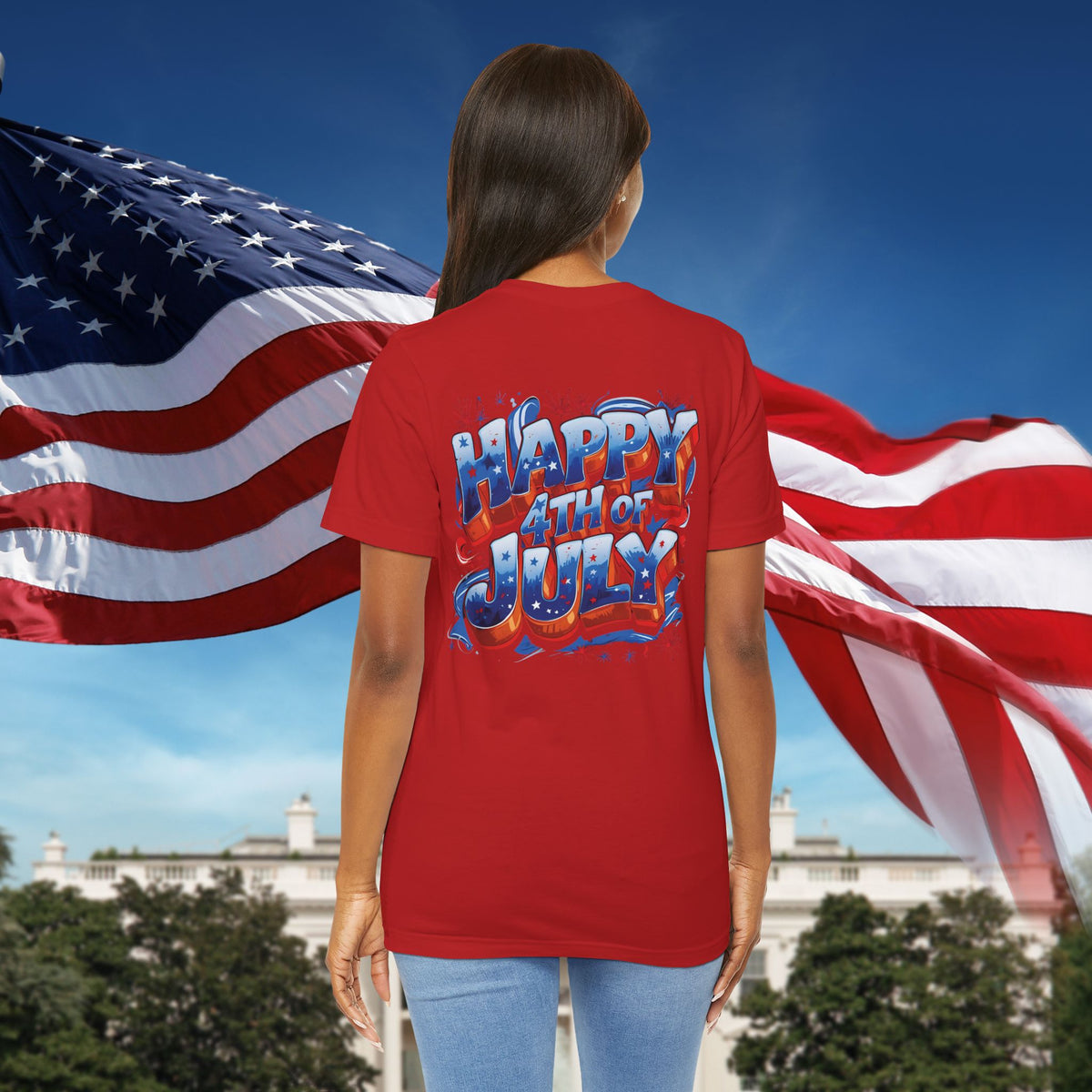 Happy 4th of July T-Shirt - Independence Day Bald Eagle - American Flag Graphic Tee
