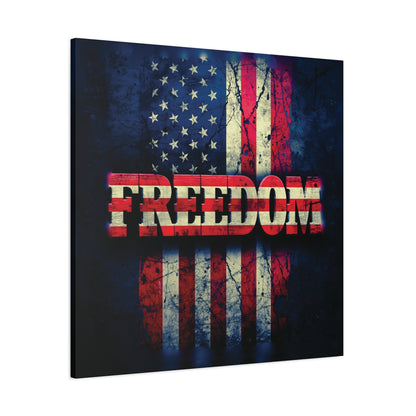 Freedom Canvas Wall Art - Patriotic Vintage American Flag - Gallery Wrapped - Red White Blue - 35 Sizes Available