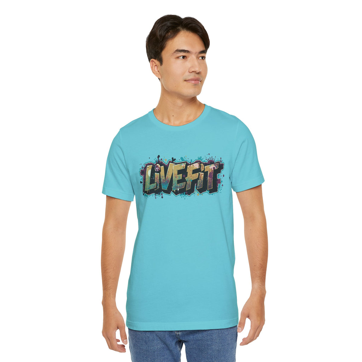 LIVE FIT Graphic Fitness Tee - Motivational Workout T-Shirt - Unisex XS-4XL