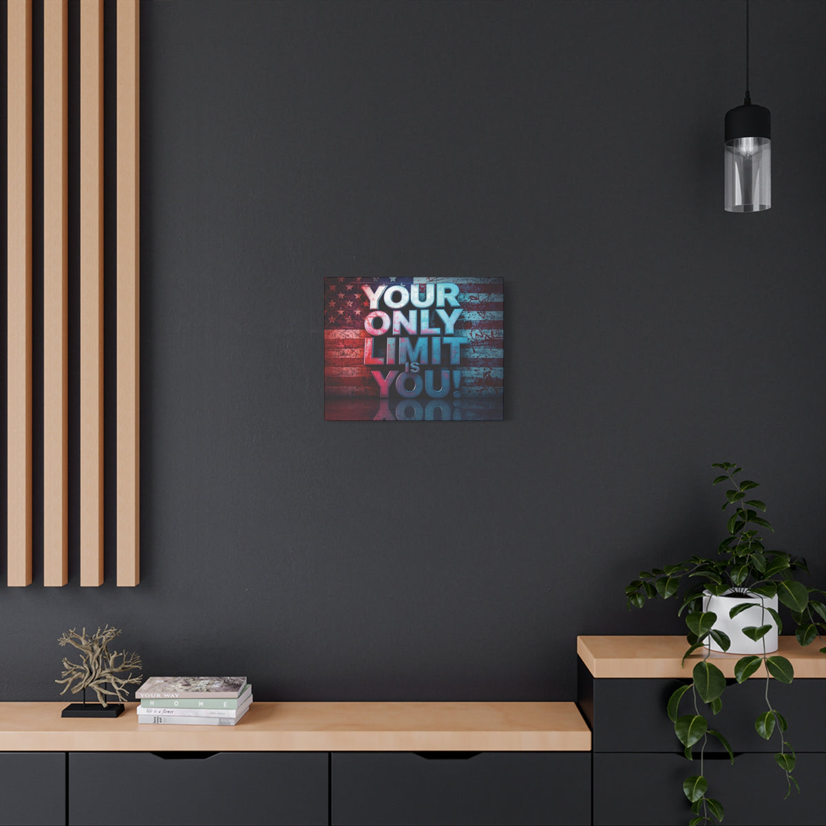 Your Only Limit Is You Canvas Wall Art - Motivational Vintage Flag Decor
