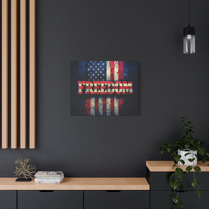 Freedom Canvas Wall Art - Patriotic Vintage American Flag - Gallery Wrapped - Red White Blue - 35 Sizes Available