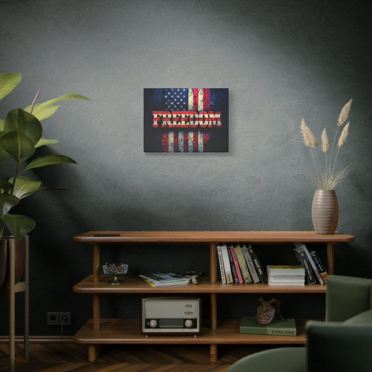 Freedom Canvas Wall Art - Patriotic Vintage American Flag - Gallery Wrapped - Red White Blue - 35 Sizes Available