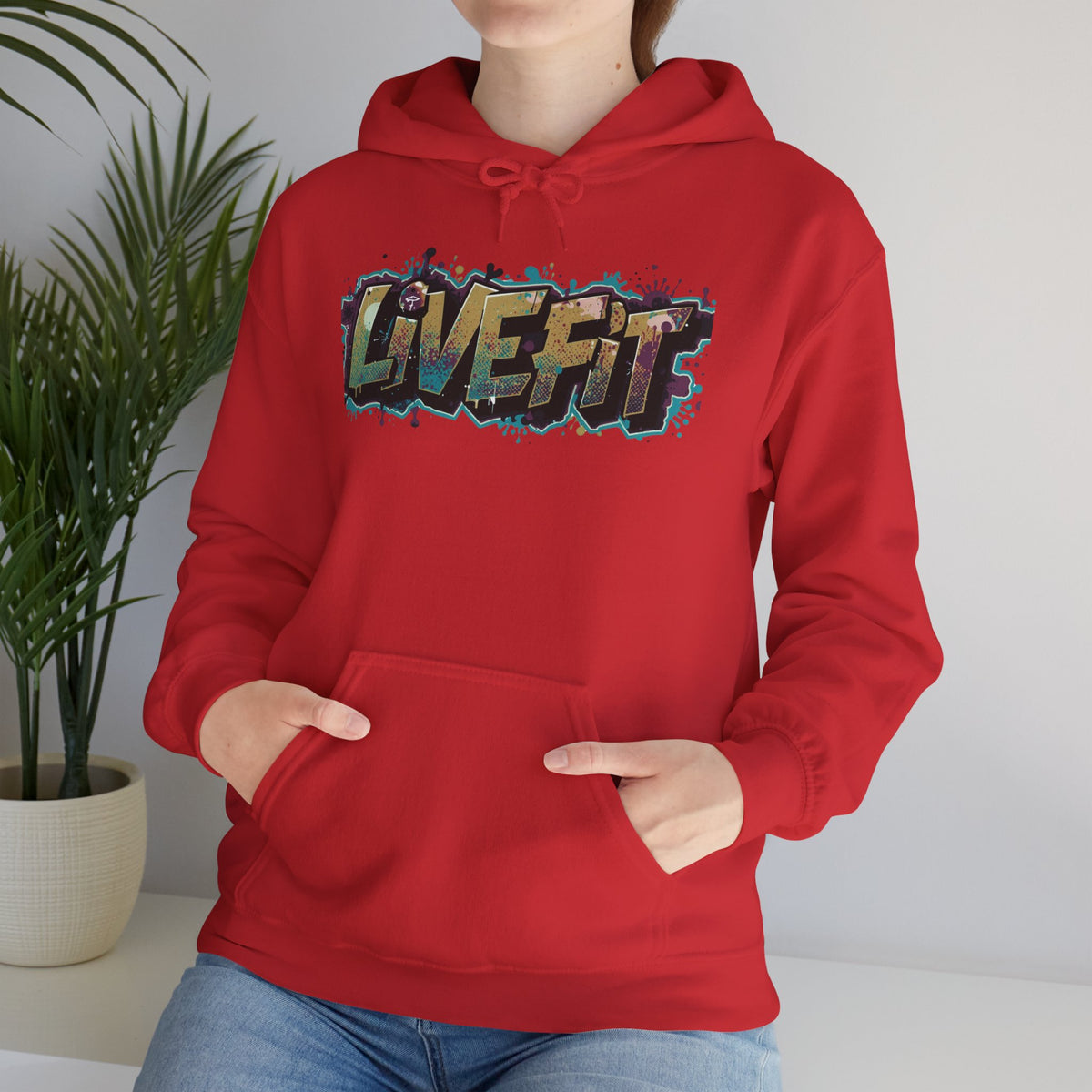 LIVE FIT Hoodie - Unisex Heavy Blend Sweatshirt - Fitness Gym Wear - Workout Apparel - S-5XL