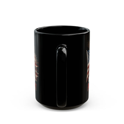 Happy 250th Birthday America Mug | 1776-2026 Patriotic Eagle Flag & Fireworks Black Coffee Cup