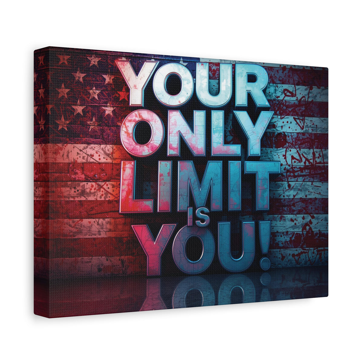 Your Only Limit Is You Canvas Wall Art - Motivational Vintage Flag Decor