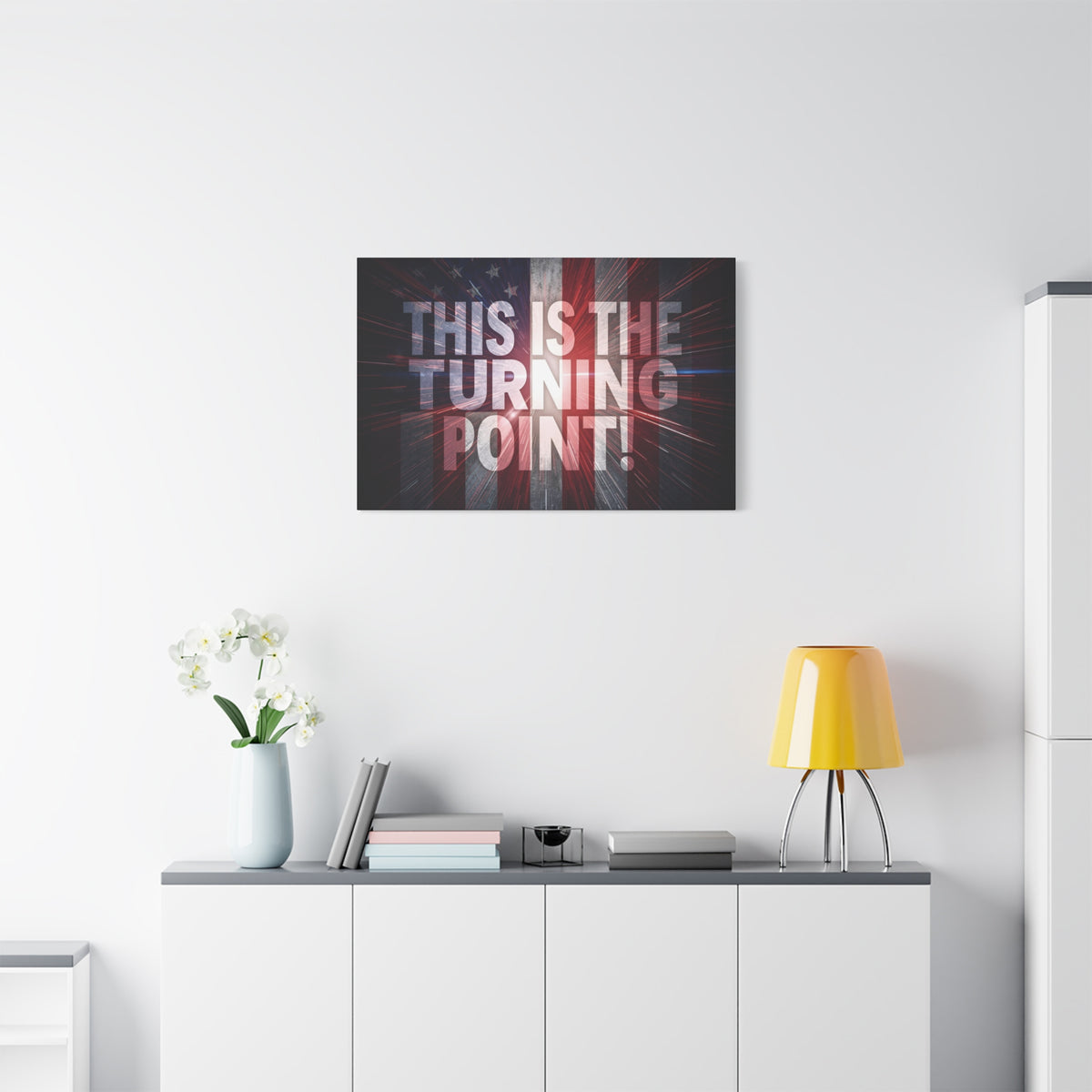 This Is The Turning Point! Canvas Wall Art - Patriotic American Flag - Red White Blue - Motivational Decor - 36 Sizes
