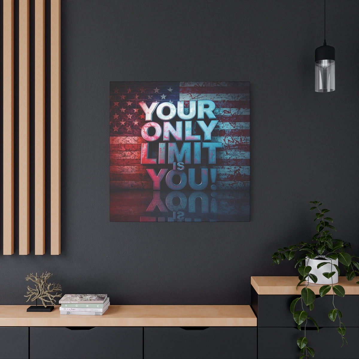 Your Only Limit Is You Canvas Wall Art - Motivational Vintage Flag Decor