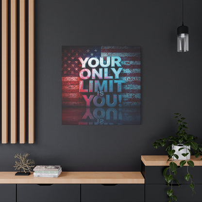 Your Only Limit Is You Canvas Wall Art - Motivational Vintage Flag Decor