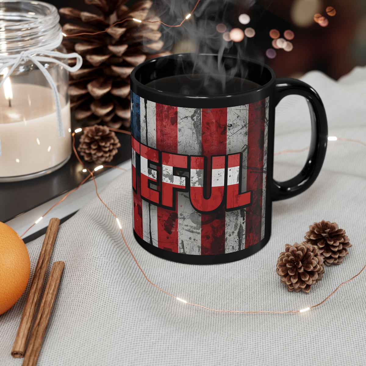 Grateful Mug - Vintage American Flag Design - Patriotic Gift - 11oz/15oz