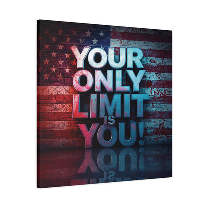 Your Only Limit Is You Canvas Wall Art - Motivational Vintage Flag Decor