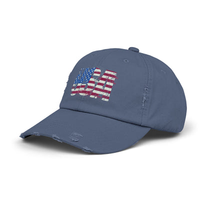 USA Distressed Flag Cap - Unisex Cotton Twill Hat - Patriotic Headwear