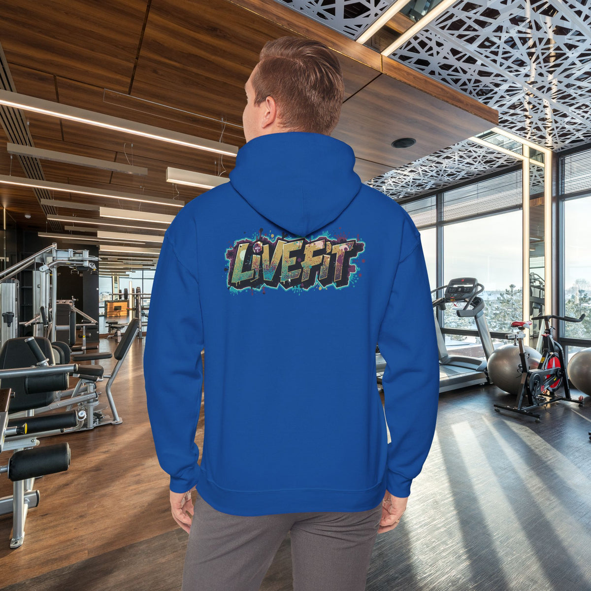 LIVE FIT Hoodie - Unisex Heavy Blend Sweatshirt - Fitness Gym Wear - Workout Apparel - S-5XL