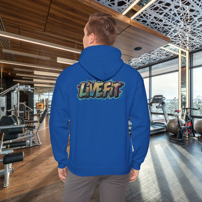LIVE FIT Hoodie - Unisex Heavy Blend Sweatshirt - Fitness Gym Wear - Workout Apparel - S-5XL