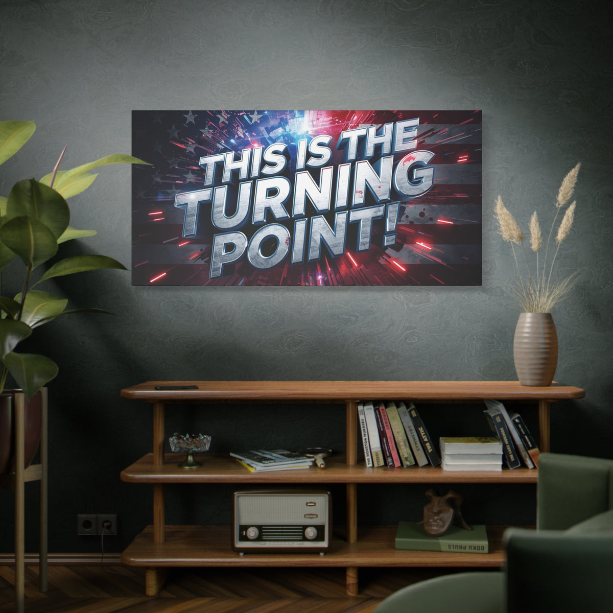 This Is The Turning Point! Canvas Wall Art - Patriotic American Flag - Red White Blue - Motivational Decor - 32 Sizes