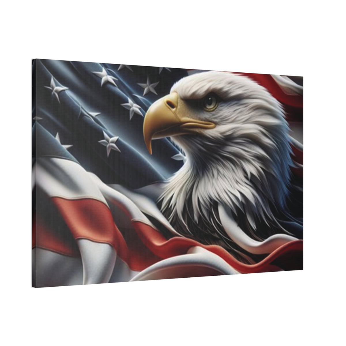 Patriotic Eagle Canvas Wall Art - American Flag Background - USA Decor