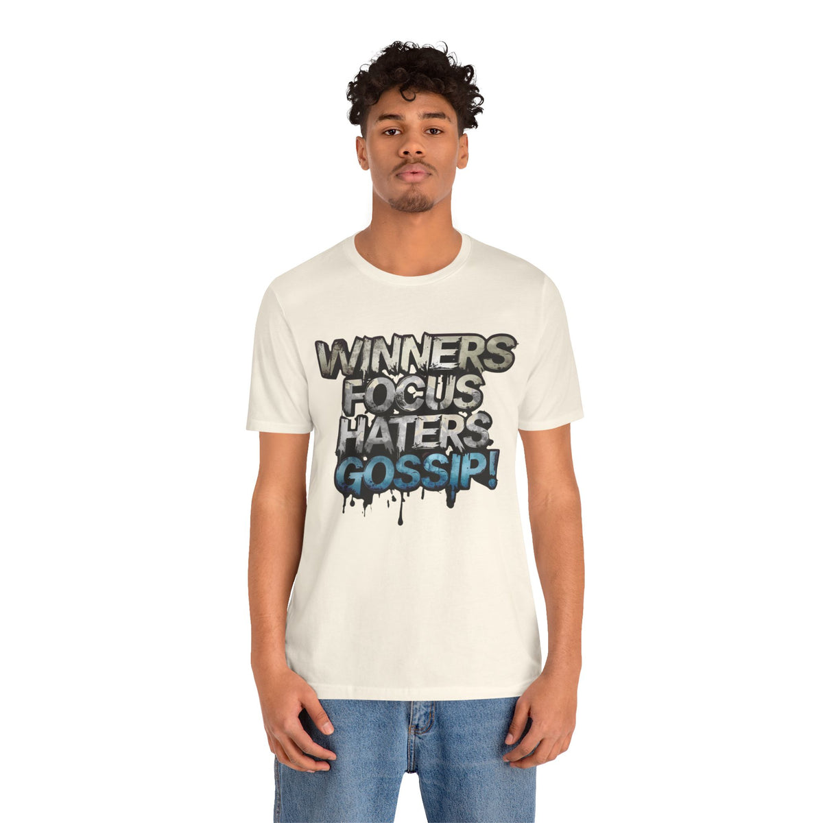 Winners Focus Haters Gossip - Motivational T-Shirt - Bold Graphic Tee - Unisex XS-4XL