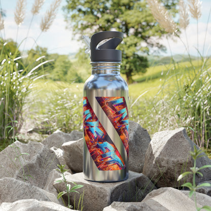 Vibrant - LIVE FIT - Stainless Steel  - 20oz - Water Bottle - Flip Top Spout - With Straw - Eco-Friendly - Fitness