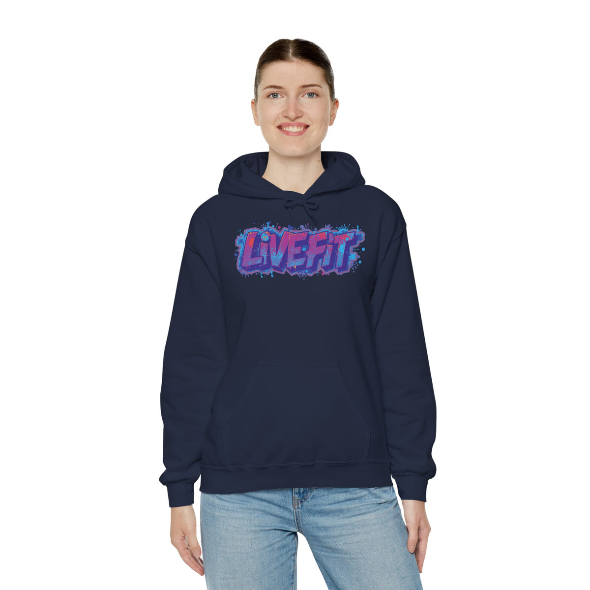 LIVE FIT Hoodie Sweatshirt - Motivational Fitness Pullover - Unisex Gym Hoodie - S-5XL