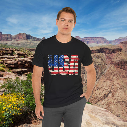 USA Red White Blue - American Flag T-Shirt - Patriotic Unisex Tee - S-3XL