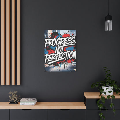 Progress Not Perfection Canvas Wall Art - Motivational Home Decor