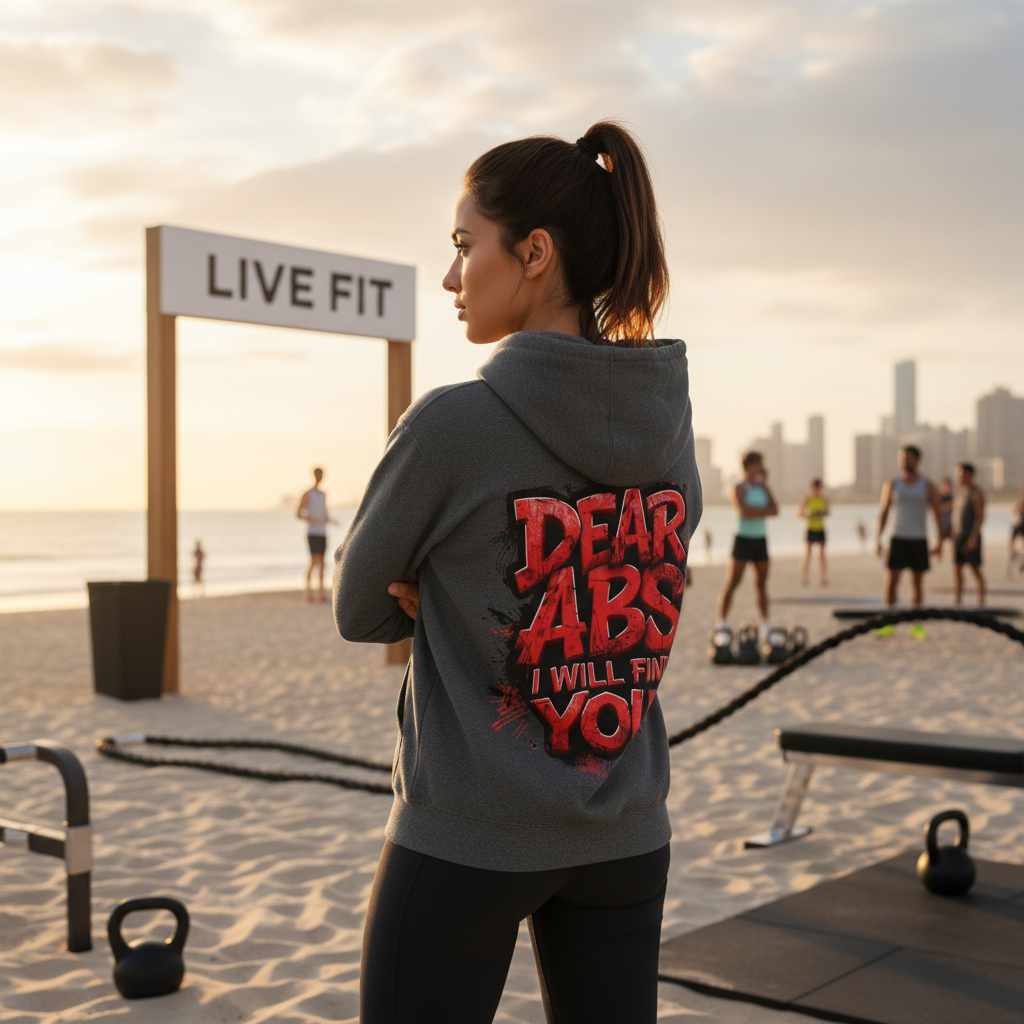 Dear Abs I Will Find You! - French Terry Hoodie - Funny Fitness Sweatshirt - Unisex S-5XL