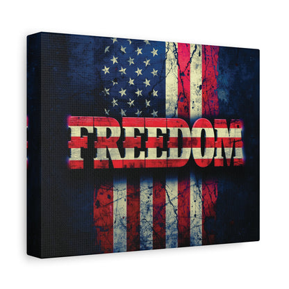 Freedom Canvas Wall Art - Patriotic Vintage American Flag - Gallery Wrapped - Red White Blue - 35 Sizes Available
