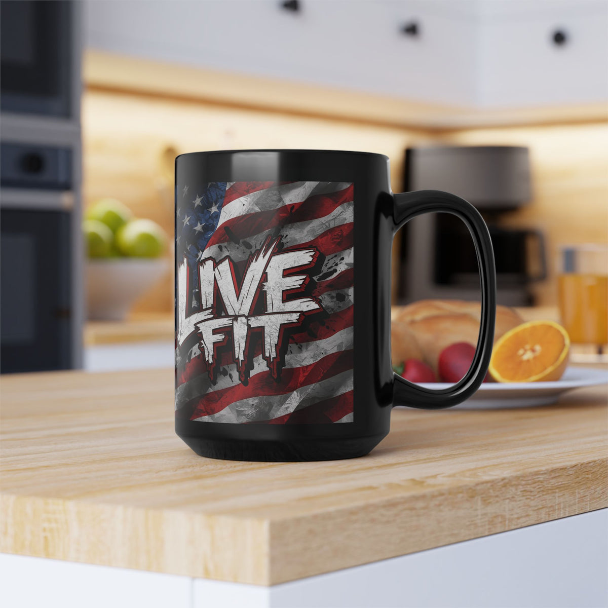 LIVE FIT Patriotic Mug - American Flag Design - 11oz/15oz