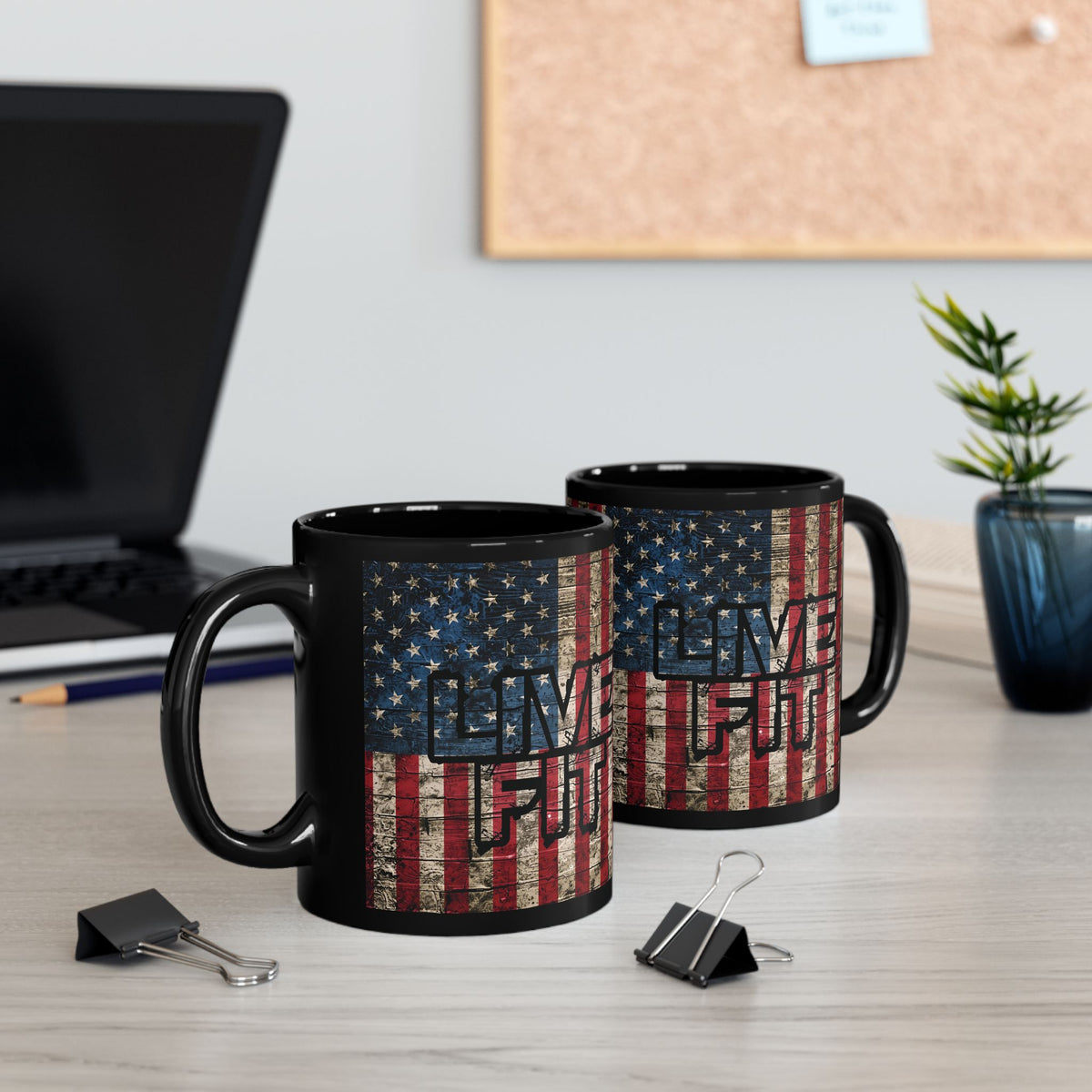 LIVE FIT Vintage American Flag Mug - Patriotic Fitness Motivation - 11oz/15oz
