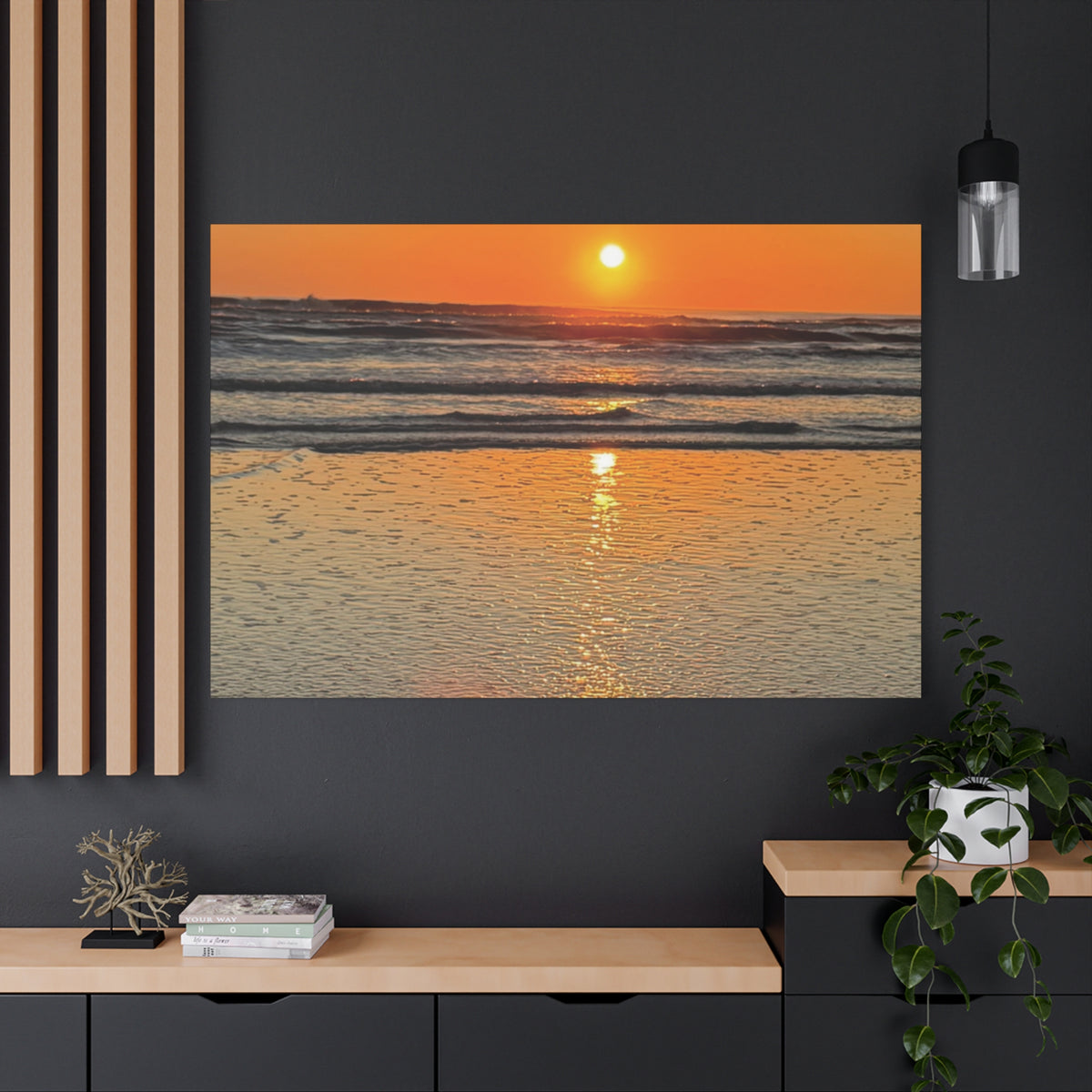 Sunset Beach Canvas Print, Ocean Decor, Wall Art, Home Decor, Coastal Artwork for Living Room