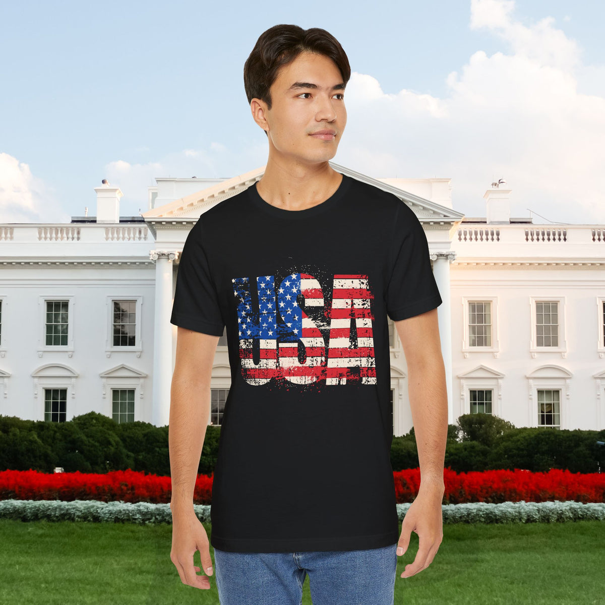 USA Red White Blue - American Flag T-Shirt - Patriotic Unisex Tee - S-3XL