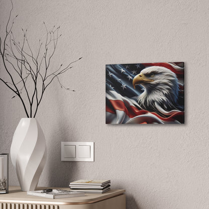 Patriotic Eagle Canvas Wall Art - American Flag Background - USA Decor