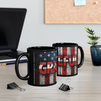 Grateful Mug - Vintage American Flag Design - Patriotic Gift - 11oz/15oz