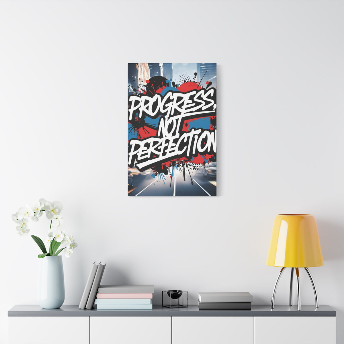 Progress Not Perfection Canvas Wall Art - Motivational Home Decor