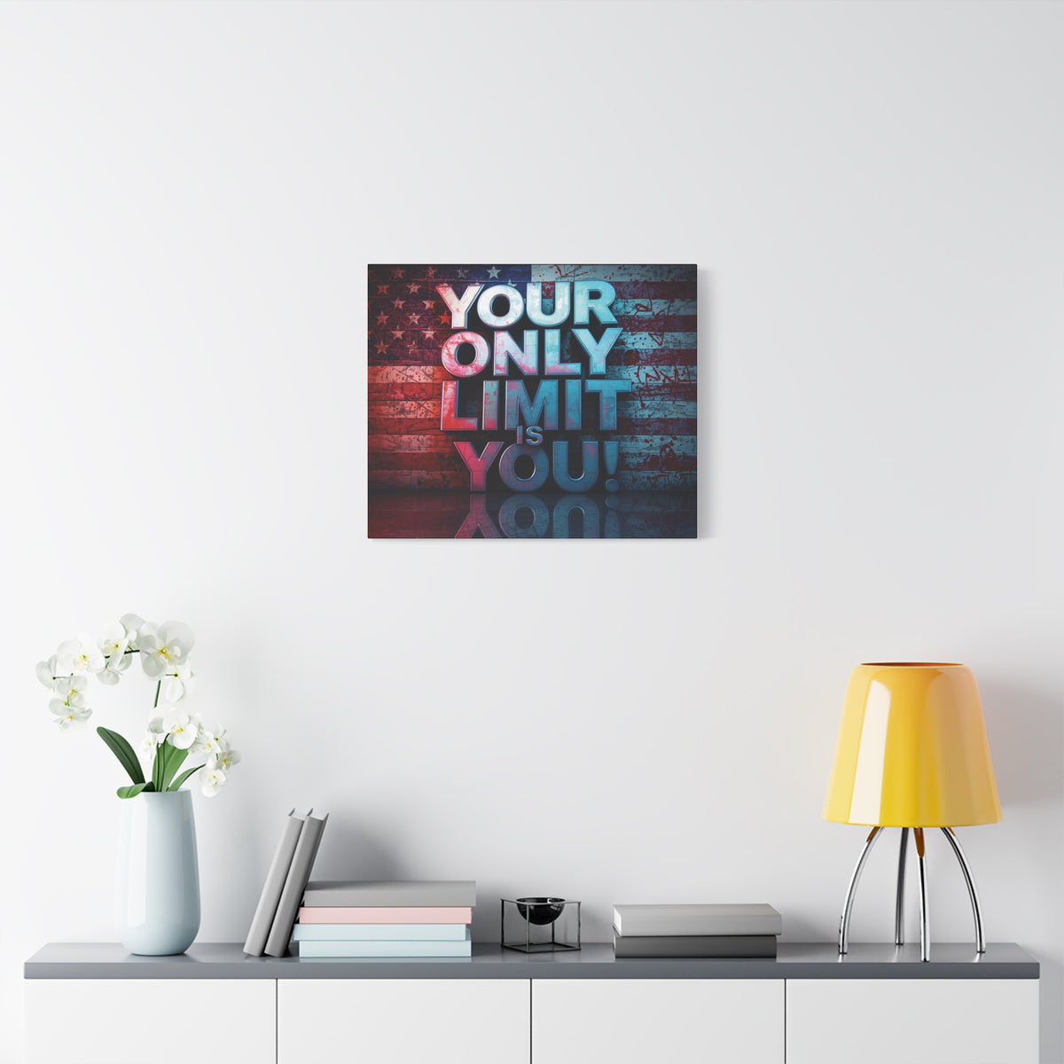 Your Only Limit Is You Canvas Wall Art - Motivational Vintage Flag Decor
