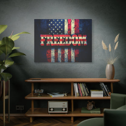Freedom Canvas Wall Art - Patriotic Vintage American Flag - Gallery Wrapped - Red White Blue - 35 Sizes Available