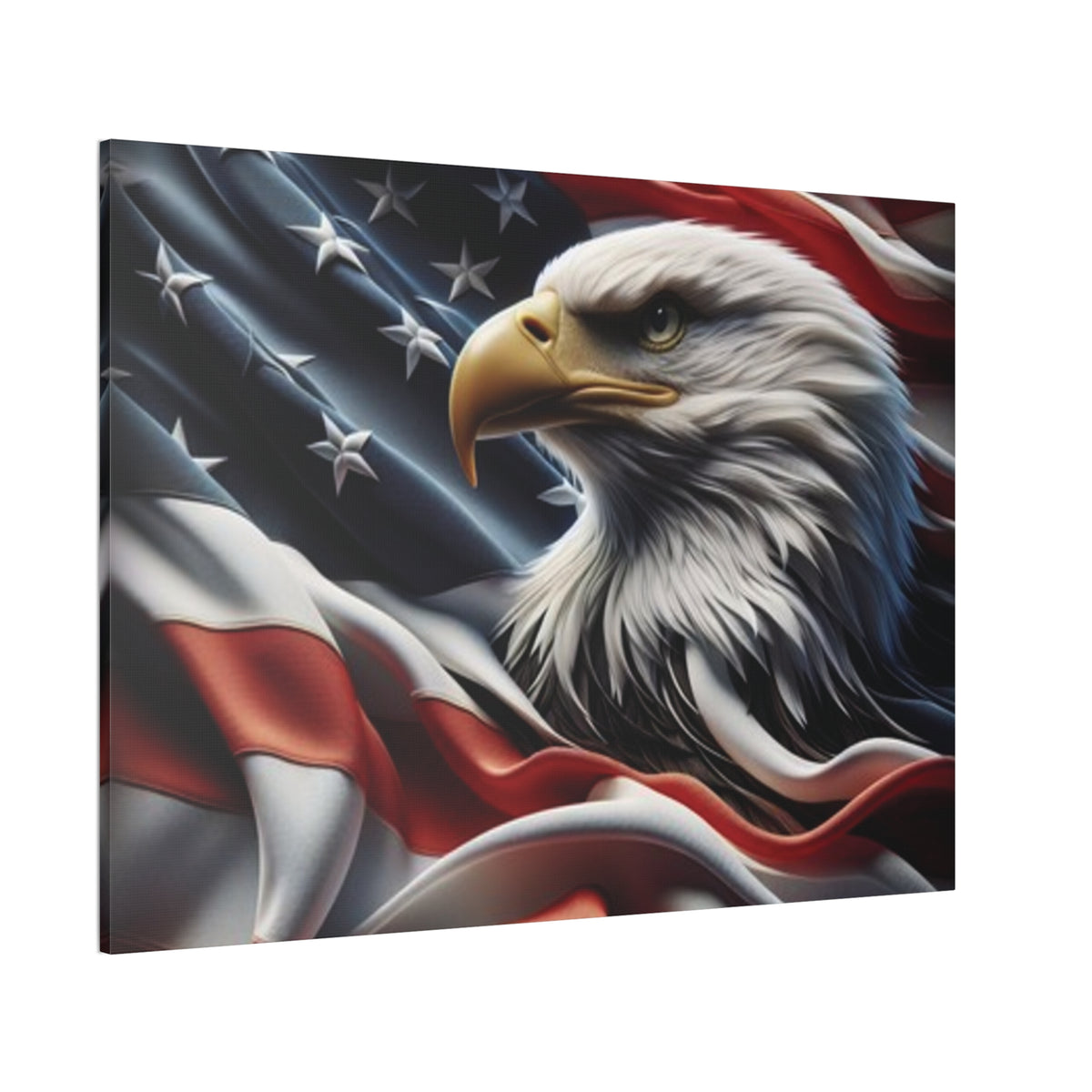 Patriotic Eagle Canvas Wall Art - American Flag Background - USA Decor