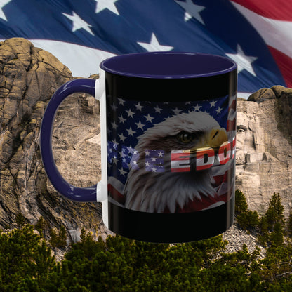 Freedom! Bald Eagle Patriotic Accent Mug - Red White & Blue - 11oz/15oz