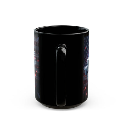 The Turning Point Black Ceramic Mug - Patriotic American Flag Design